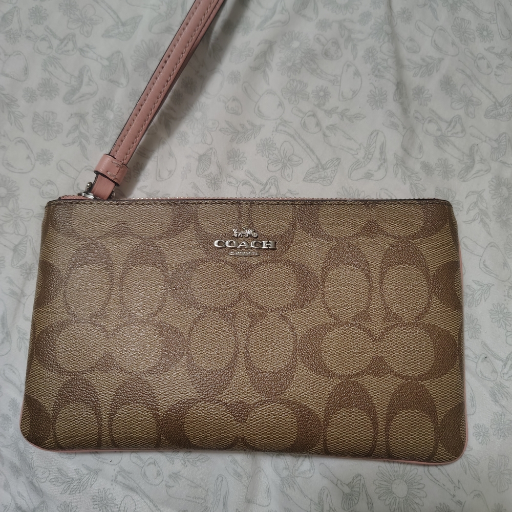 Coach Brown Wristlet Clutch
